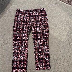 Banana Republic Black Grid Floral Cropped Pants
